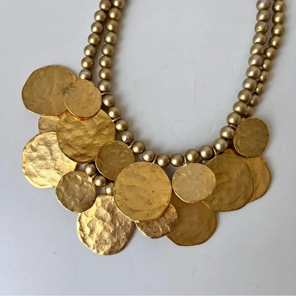 Vintage Kenneth Jay Lane Multi-Strand Coin Statement Necklace - Picture 5 of 10